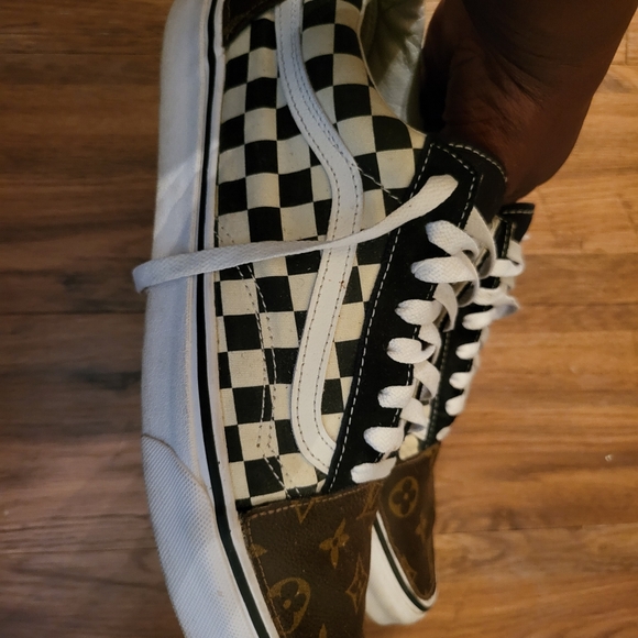 Vans Men's louis vuttion Old School Vans Handmade Cream And CheckerBoard Color - Picture 4 of 7